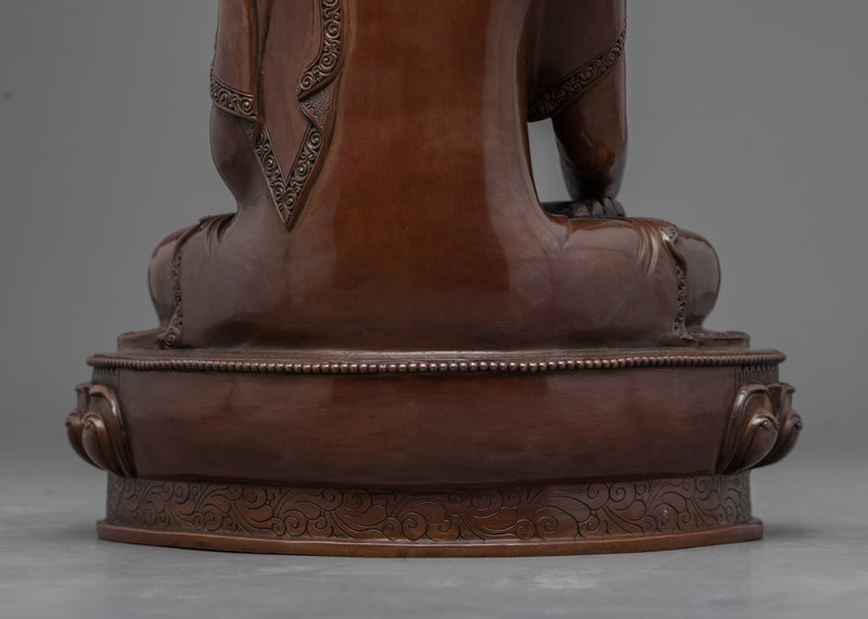 Oxidized Copper Statue of Seated Shakyamuni Buddha | Historical Buddha Statue
