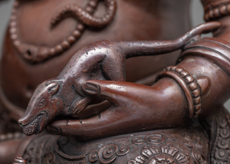Hand-Carved Dzambhala Statue | Buddhist Wealth Deity Suclpture