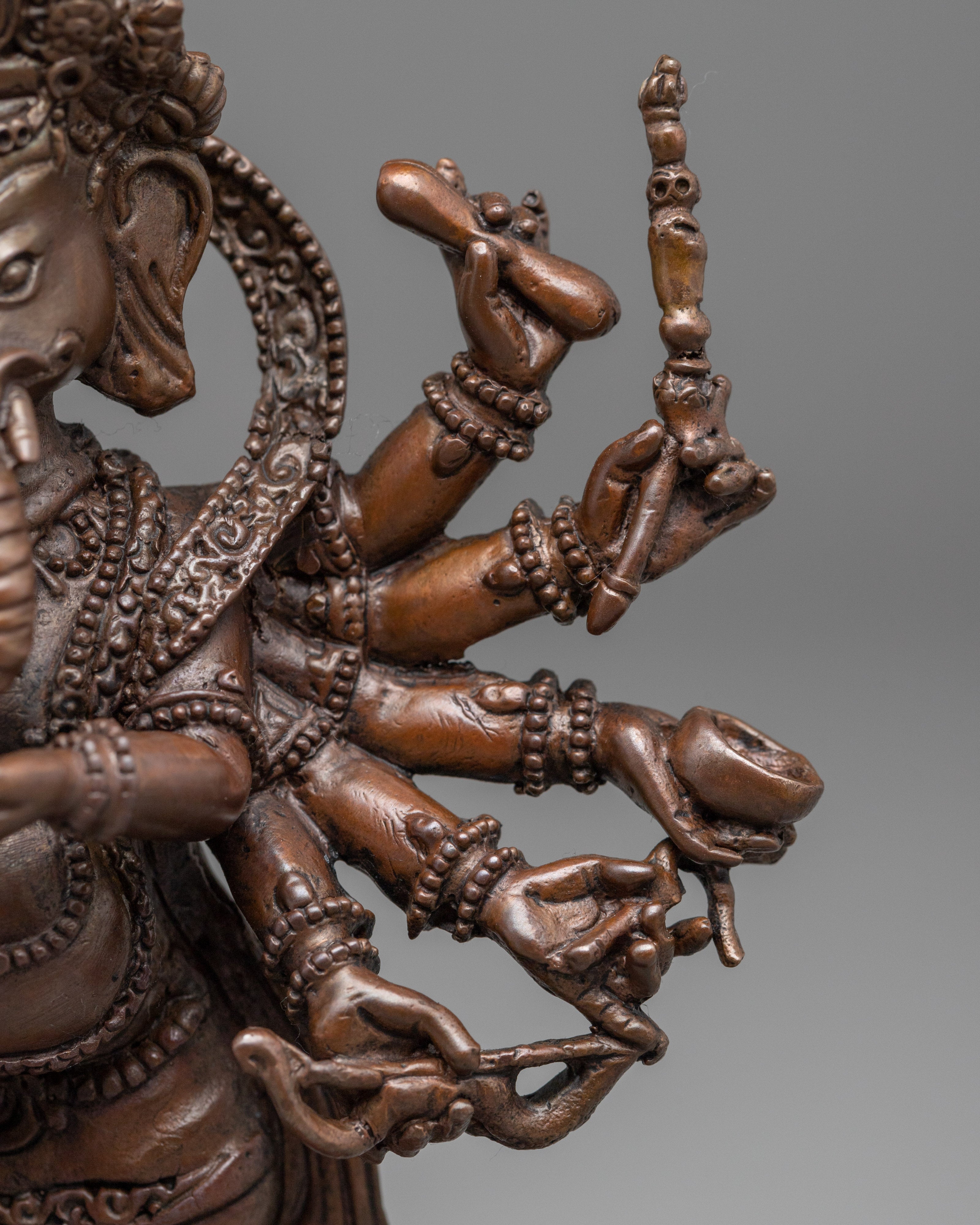 Oxidized Copper Ganesh Statue | Tibetan Style Religious Sculpture