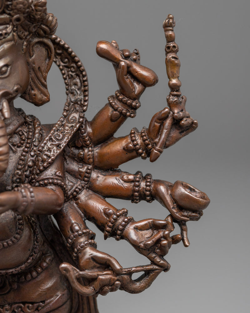Oxidized Copper Ganesh Statue | Tibetan Style Religious Sculpture