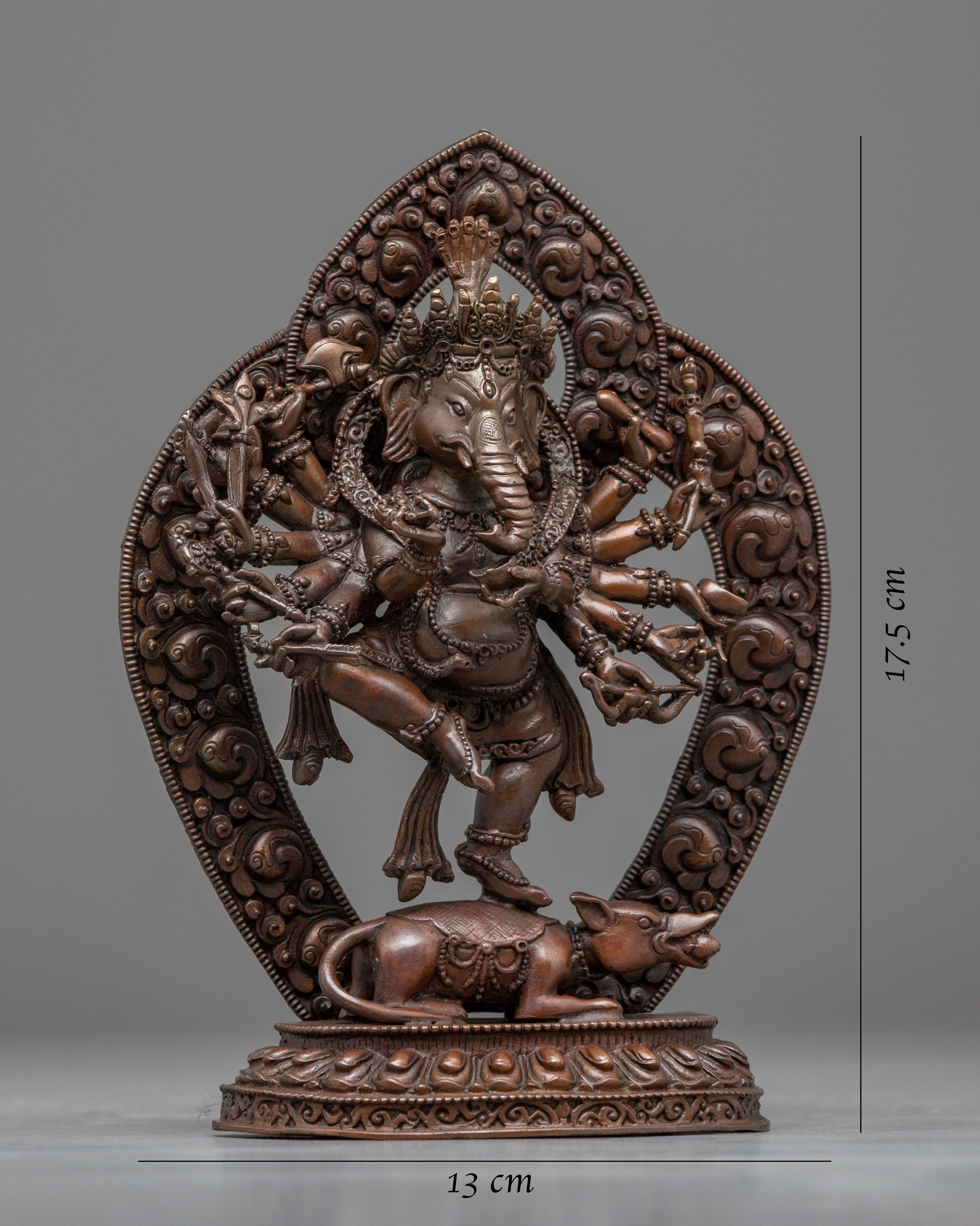 Oxidized Copper Ganesh Statue | Tibetan Style Religious Sculpture