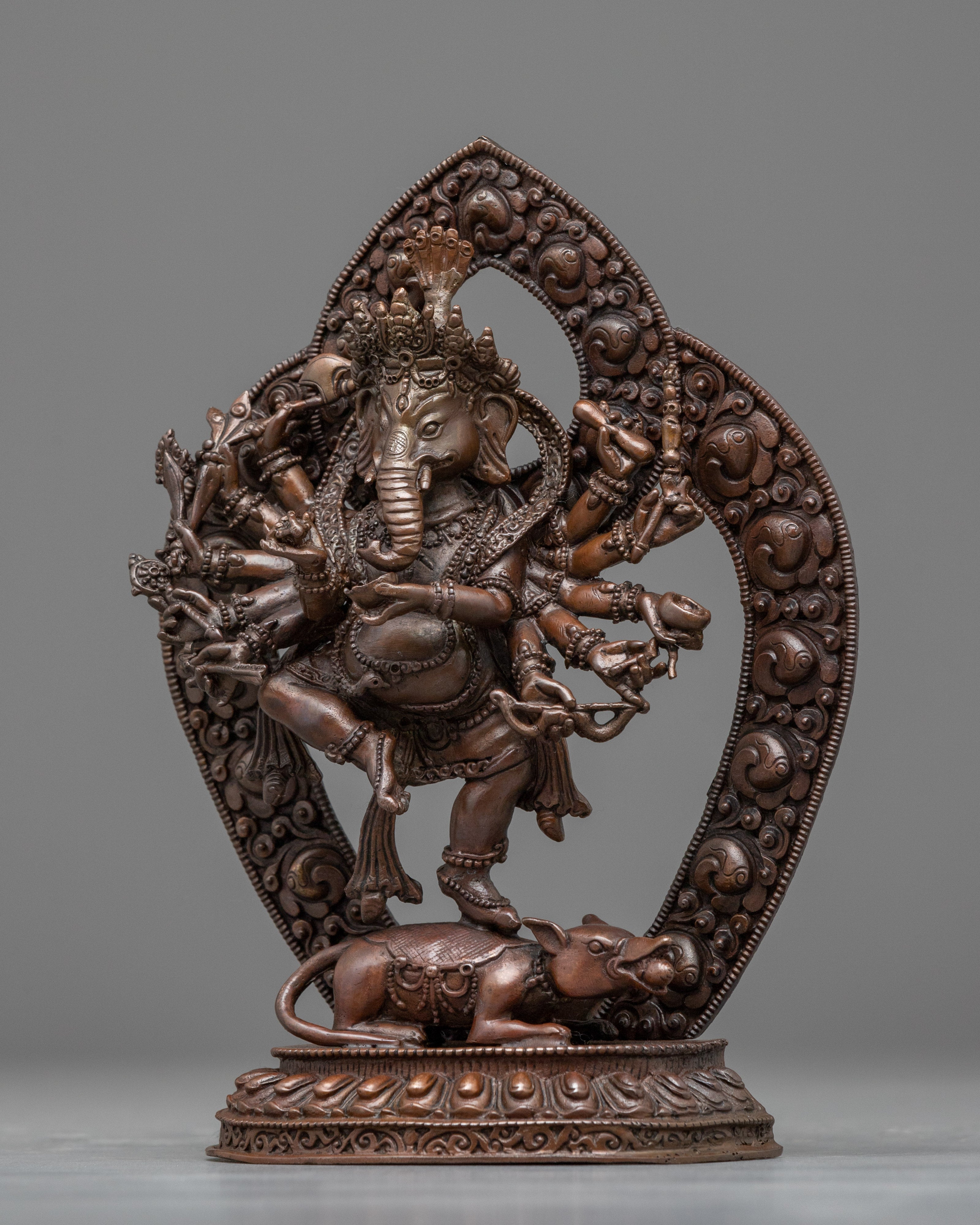 Oxidized Copper Ganesh Statue | Tibetan Style Religious Sculpture