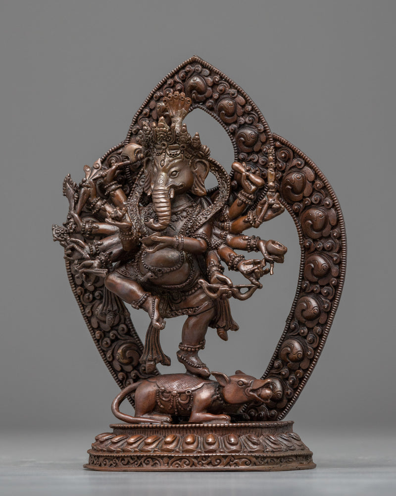 Oxidized Copper Ganesh Statue | Tibetan Style Religious Sculpture