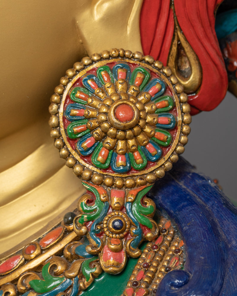 Beautiful Green Tara Statue Gilded in Gold | Traditional Himalayan Buddhist Art