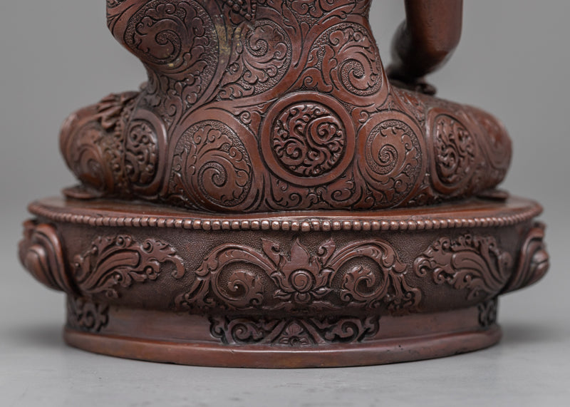 Buddha Shakyamuni Sculpture | Oxidized Copper Buddhist Statue for Ritual and Meditation