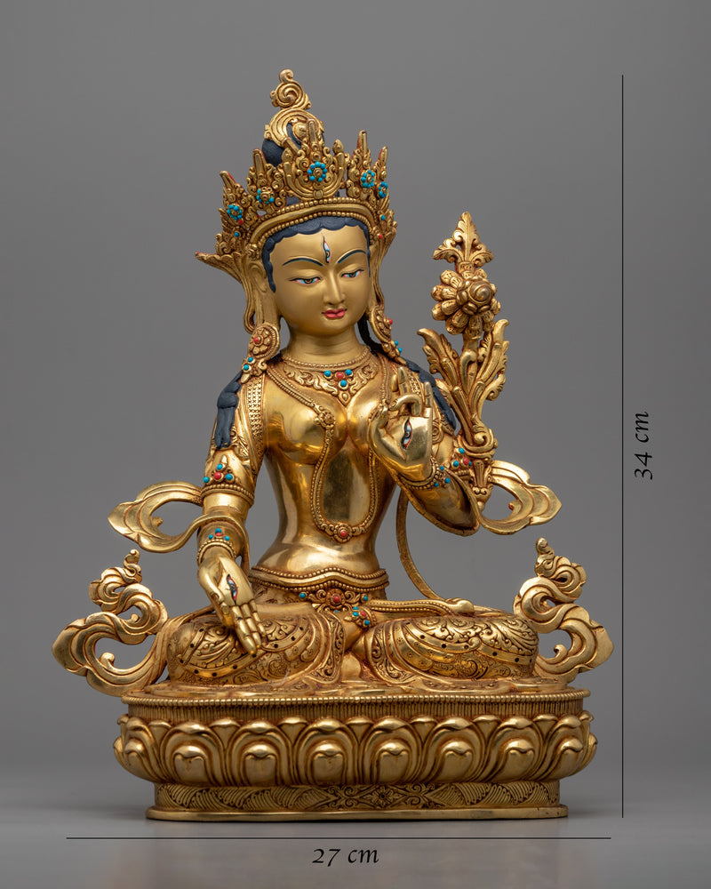 White Tara, Female Bodhisattva Statue | Religious Himalayan Artwork