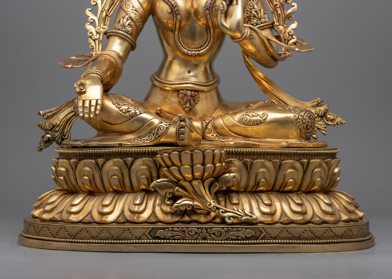 Green Tara Female Bodhisattva Statue | Himalayan Traditional Buddhist Statue
