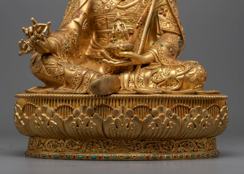 Padmasambhava Guru Rinpoche Statue | Gold Gilded Buddhist Artwork