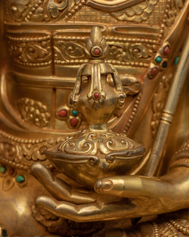 Padmasambhava Guru Rinpoche Statue | Gold Gilded Buddhist Artwork