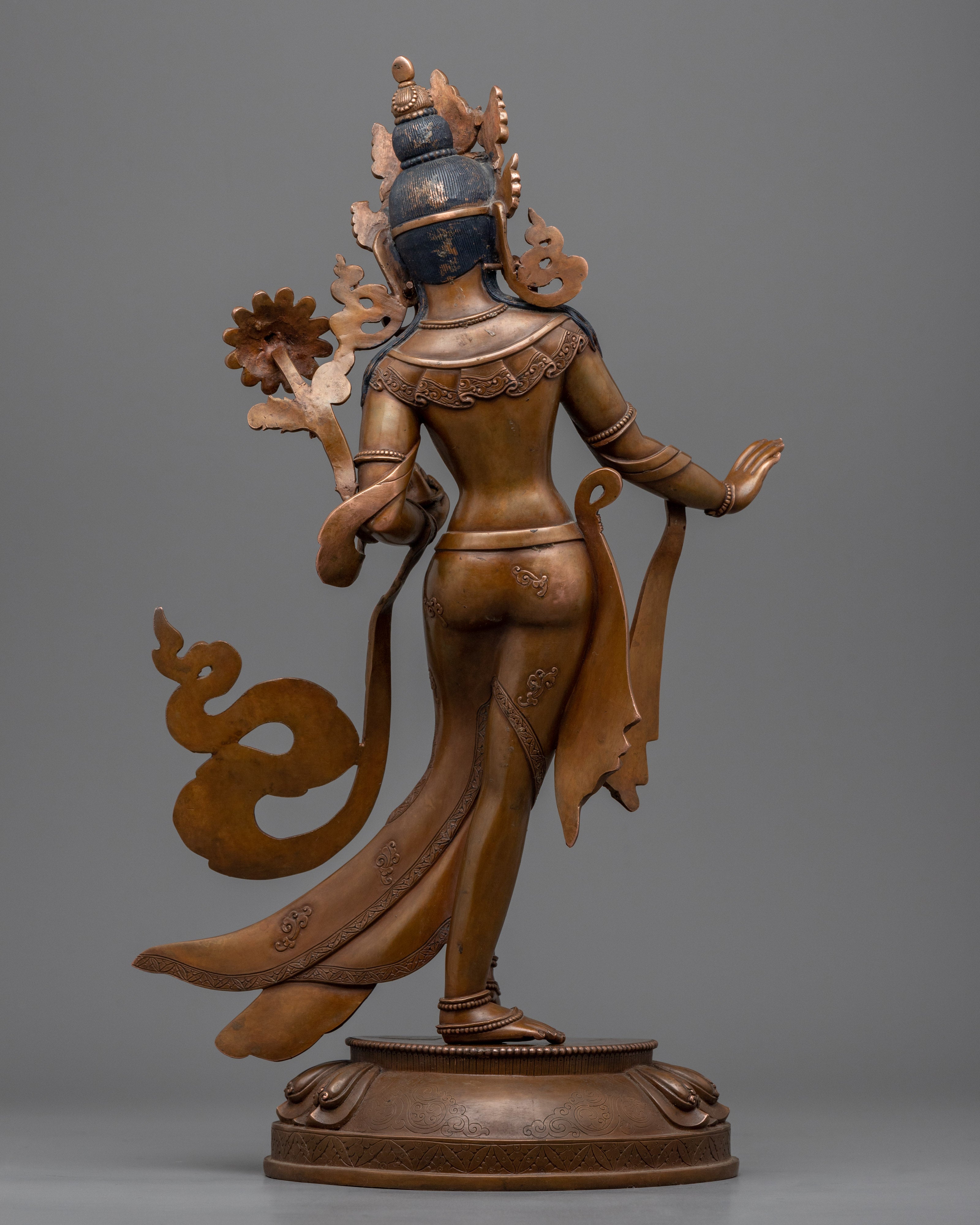 Standing Bodhisattva Statue, White Tara | Gold Gilded Female Bodhisattva Sculpture