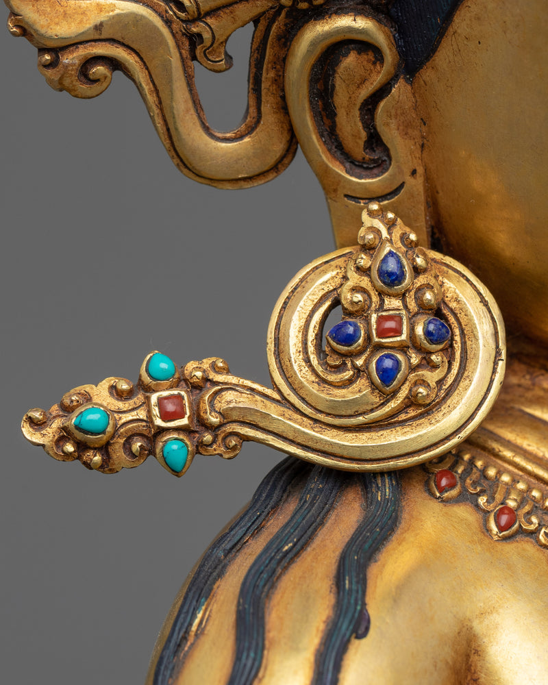 Gold Gilded Statue of Bodhisattva | Handmade in Nepal, Himalayan Buddhist Art