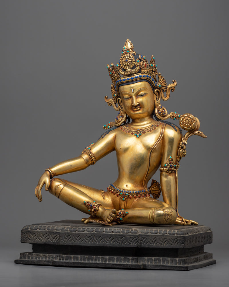 Gold Gilded Statue of Bodhisattva | Handmade in Nepal, Himalayan Buddhist Art