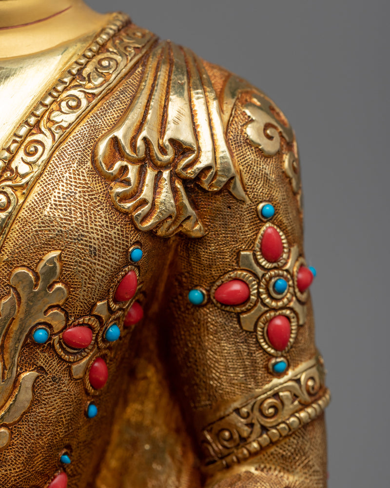 Gold-Gilded Amitabha Buddha Mudra Sculpture | Handcrafted Buddhist Statue for Meditation