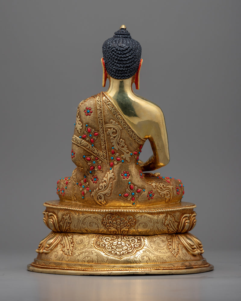Gold-Gilded Amitabha Buddha Mudra Sculpture | Handcrafted Buddhist Statue for Meditation