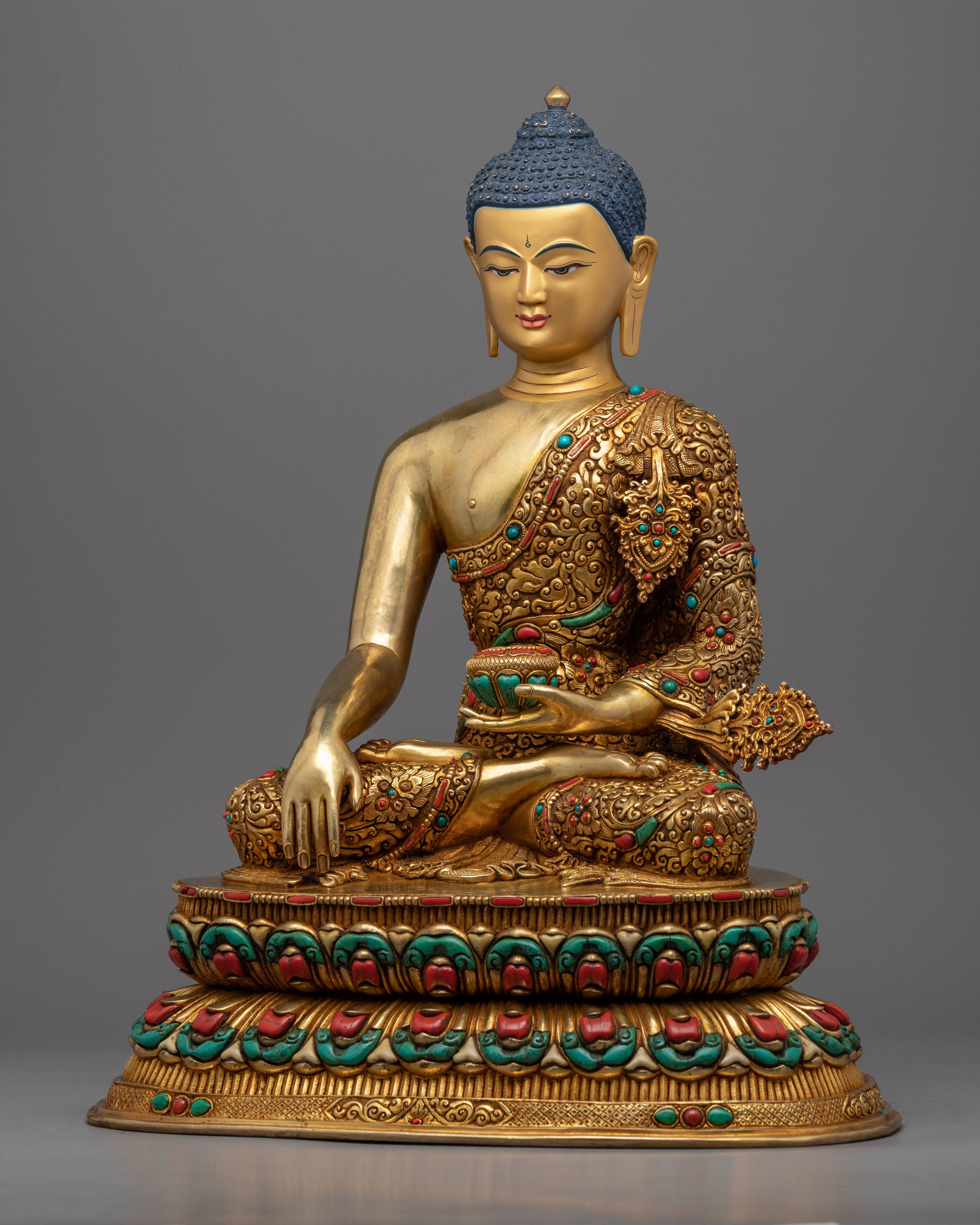 Shakyamuni Buddha, the Historical Buddha Sculpture | Gold-Plated Himalayan Art