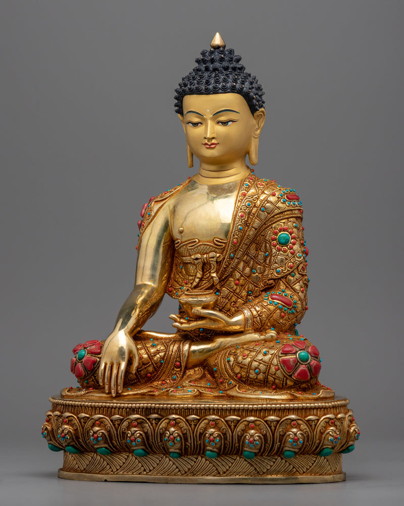 Gold Gilded Statue of the Historical Buddha | Shakyamuni Buddha Statue Made in Nepal