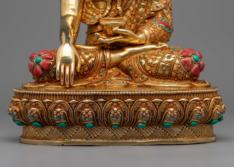 Gold Gilded Statue of the Historical Buddha | Shakyamuni Buddha Statue Made in Nepal