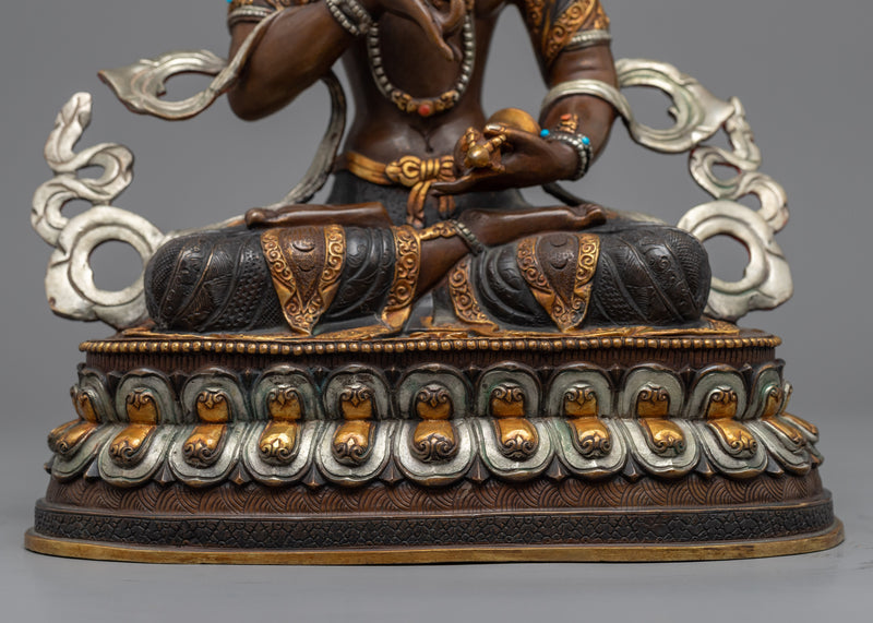 Bodhisattva Vajrasattva Sculpture |  Hand-Carved Gold Gilded Bodhisattva Statue