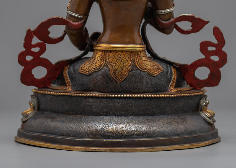 Bodhisattva Vajrasattva Sculpture |  Hand-Carved Gold Gilded Bodhisattva Statue