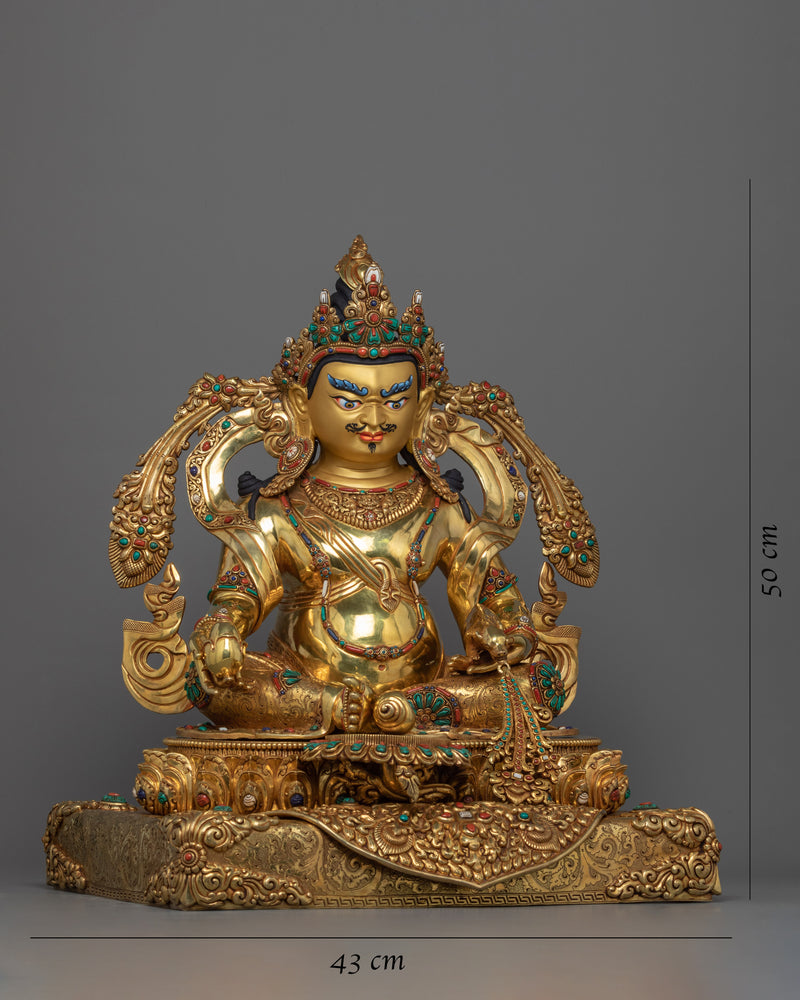 Dzambhala Empowerment Gold Gilded Statue | Buddhist Deity of Wealth Sculpture