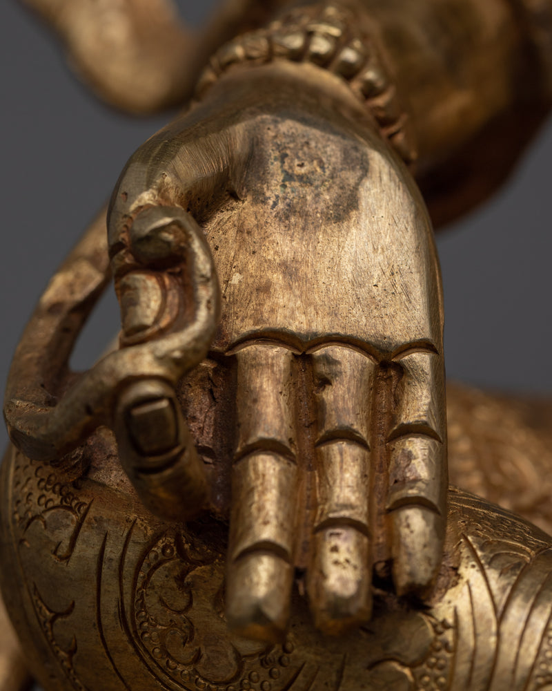 Green Tara Bodhisattva Statue for Meditation and Ritual | Gold Gilded