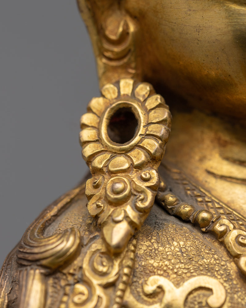 Seated Padmasambhava Guru Rinpoche Statue | Gold Gilded Himalayan Buddhist Art