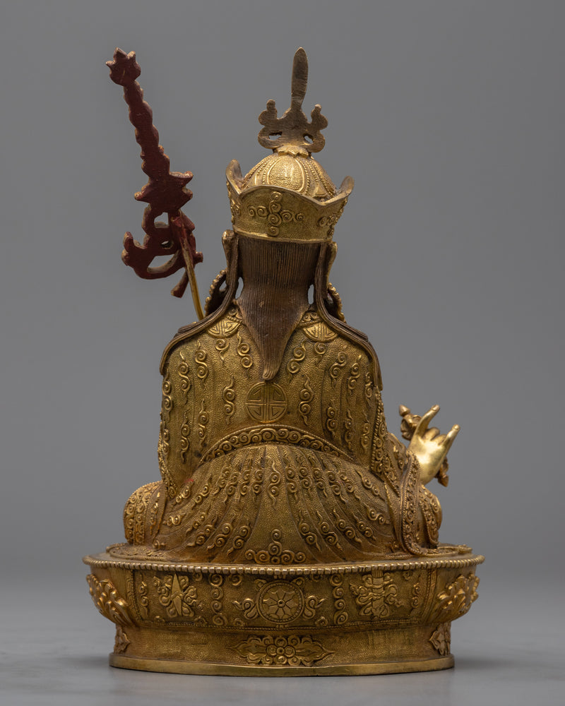 Seated Padmasambhava Guru Rinpoche Statue | Gold Gilded Himalayan Buddhist Art