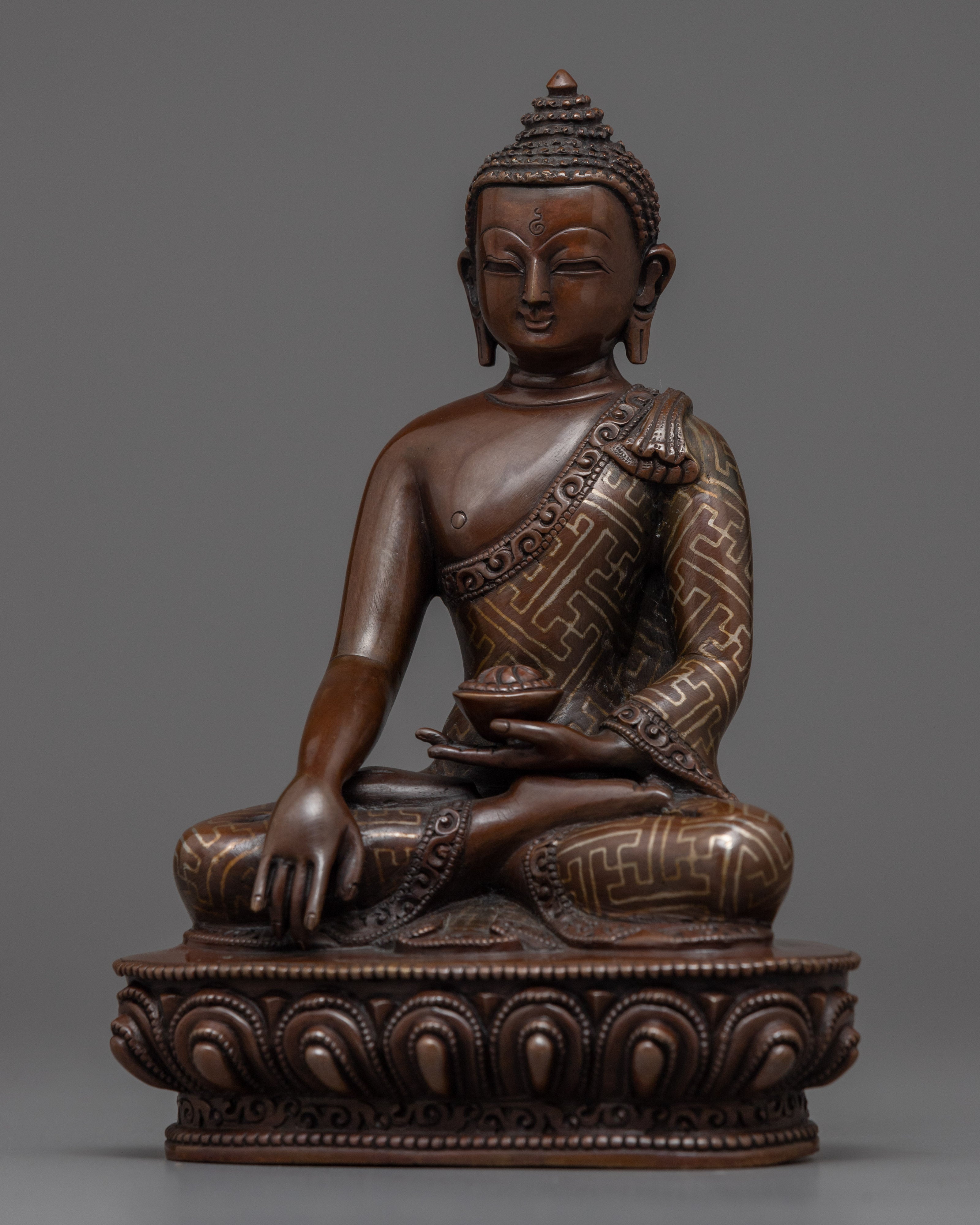 Buddha Shakyamuni Kadampa Statue for Meditation and Ritual | Oxidized Copper Buddhist Sculpture