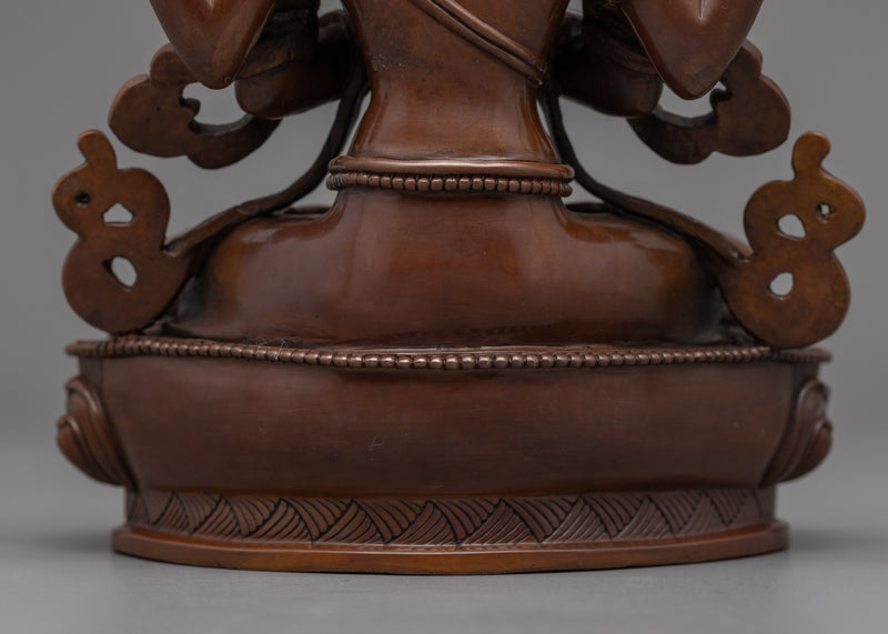 Four Arm Chenrezig Hand-carved Sculpture | Traditional Art of Nepali Artist