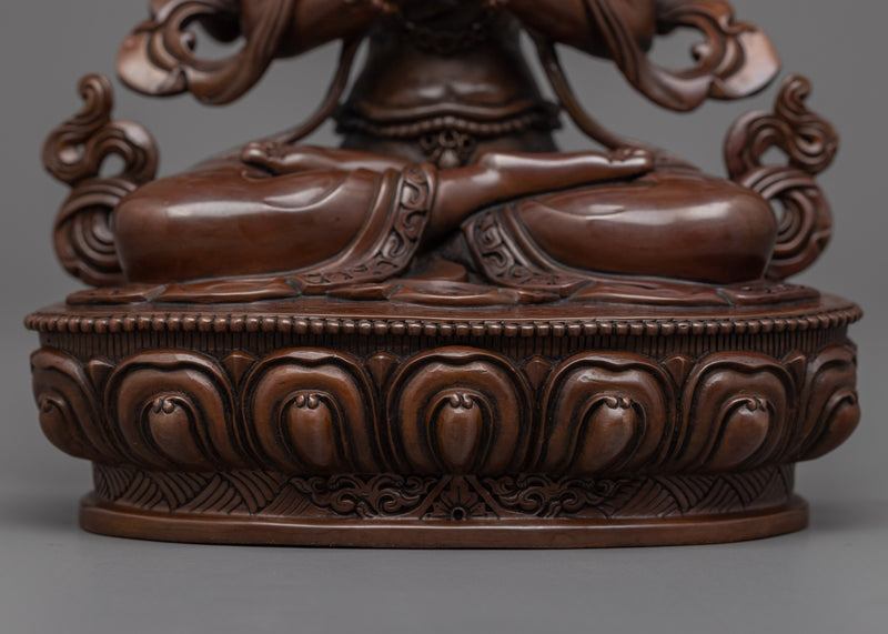 Four Arm Chenrezig Hand-carved Sculpture | Traditional Art of Nepali Artist