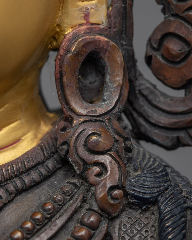 The Green Tara Statue | Gold Gilded Female Bodhisattva Statue for Meditation