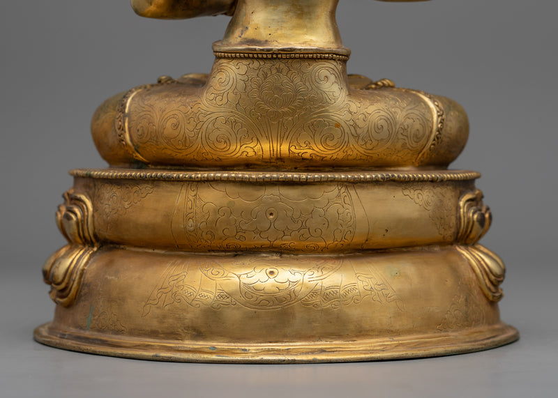 Gold Gilded Bodhisattva Figrue Statue | Traditional Himalayan Buddhist Art for Meditation