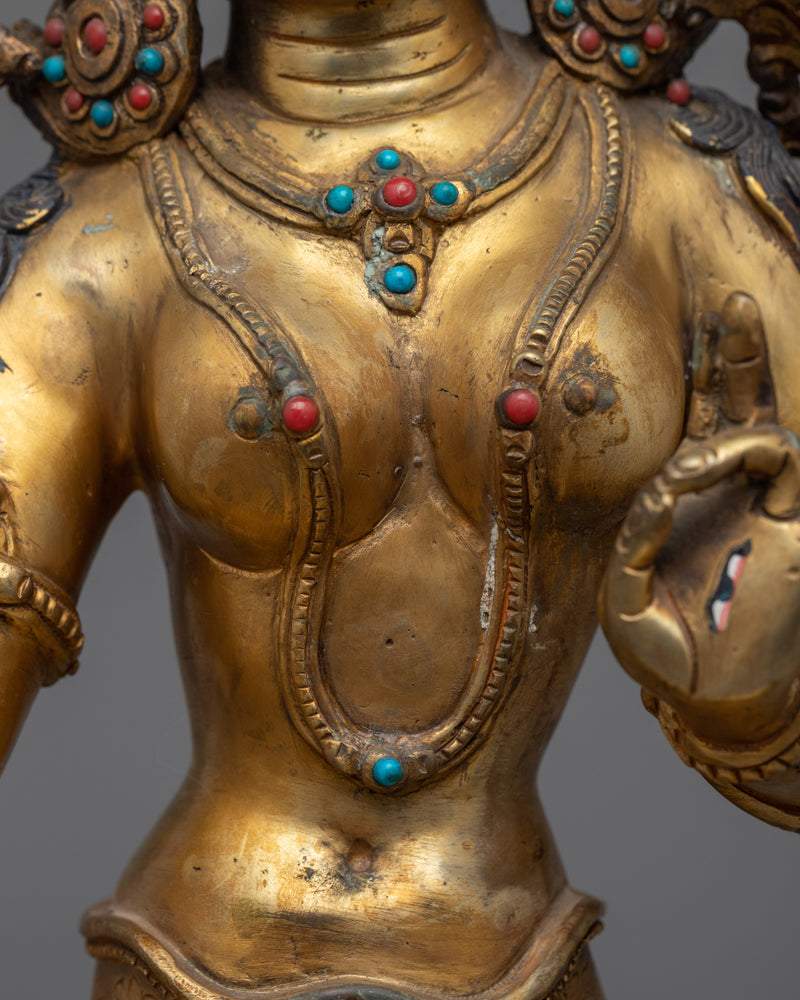 Gold Gilded White Tara Art  | Bodhisattva of Compassion Statue