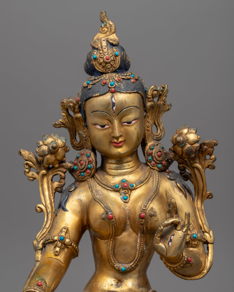 Gold Gilded White Tara Art  | Bodhisattva of Compassion Statue