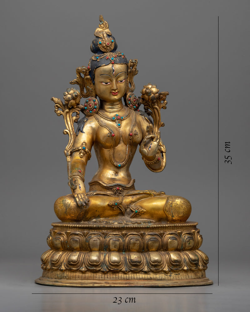 Gold Gilded White Tara Art  | Bodhisattva of Compassion Statue