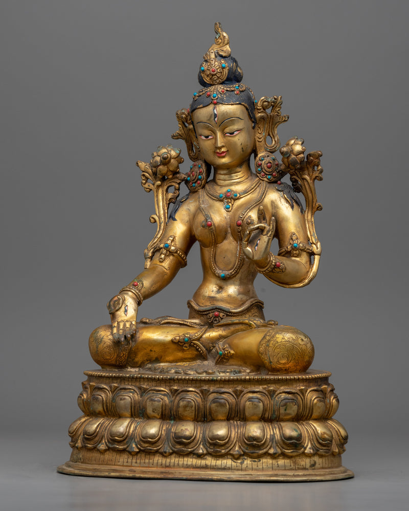 Gold Gilded White Tara Art  | Bodhisattva of Compassion Statue