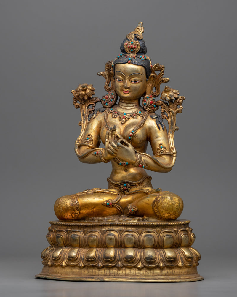 Tibetan White Tara Figurine for Meditation | Himalayan Buddhist Art