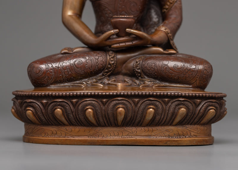 Oxidized Copper Buddha Amitabha Statue | Traditional Tibetan Style Buddhist Statue