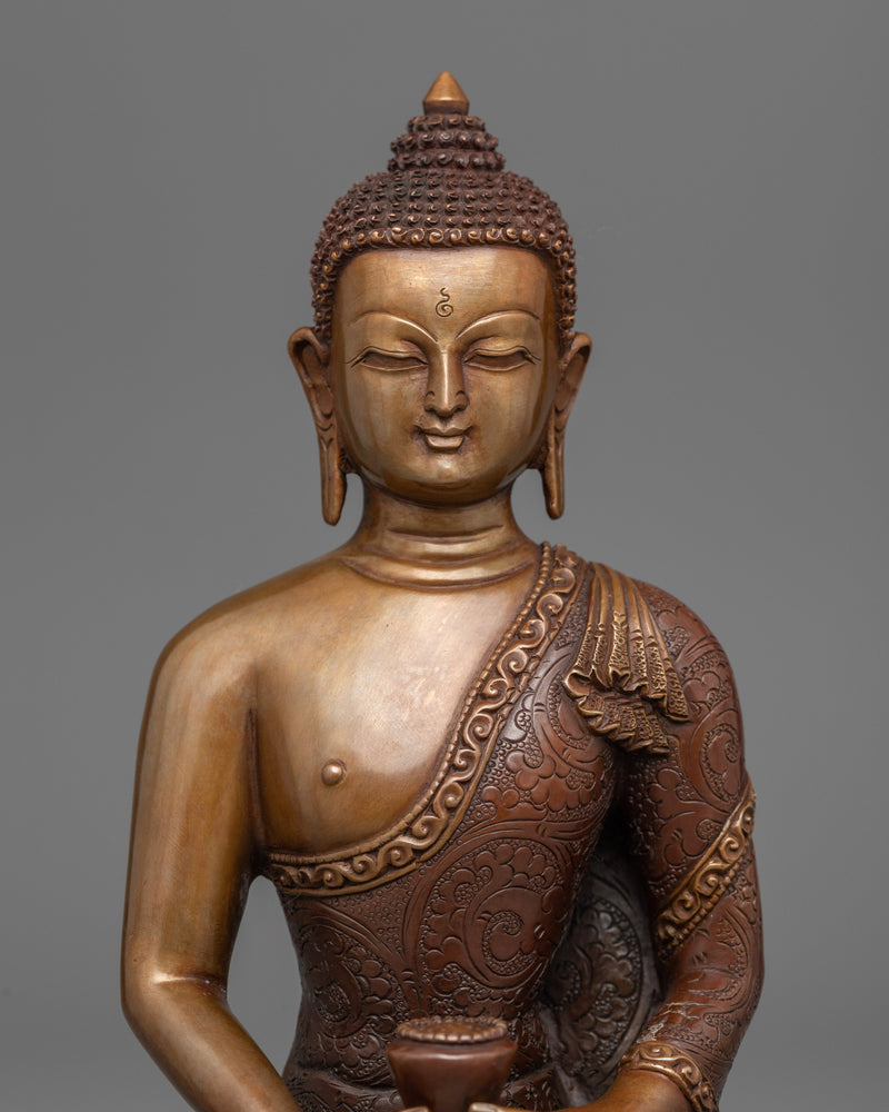 Oxidized Copper Buddha Amitabha Statue | Traditional Tibetan Style Buddhist Statue