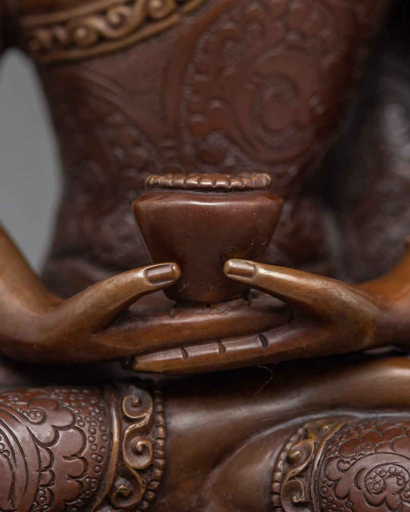 Oxidized Copper Buddha Amitabha Statue | Traditional Tibetan Style Buddhist Statue