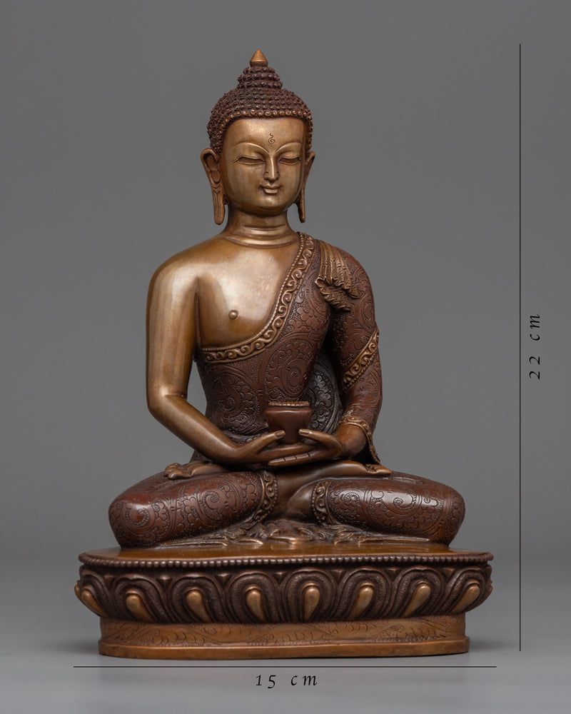 Oxidized Copper Buddha Amitabha Statue | Traditional Tibetan Style Buddhist Statue