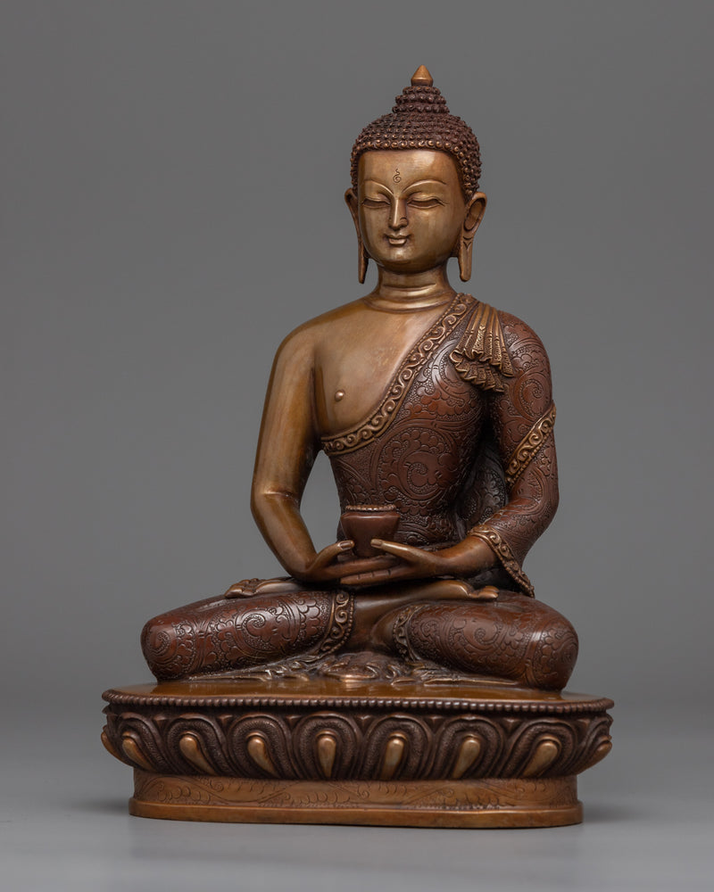 Oxidized Copper Buddha Amitabha Statue | Traditional Tibetan Style Buddhist Statue