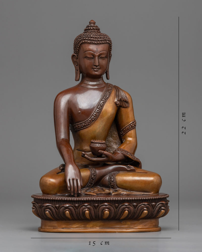 Serene Buddha Shakyamuni Statue for Meditation | Buddhist Oxidized Copper Statue