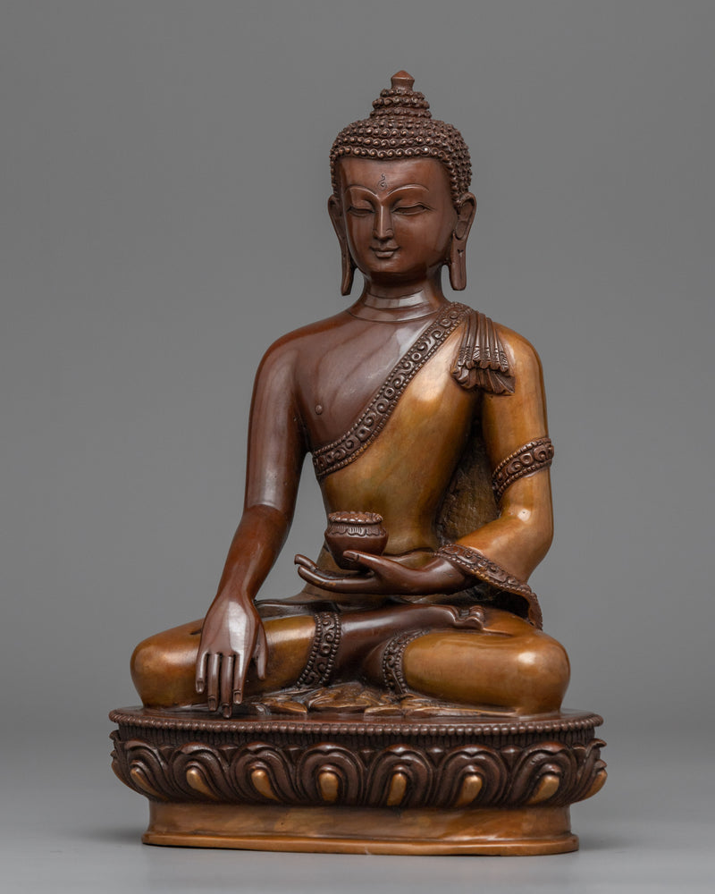 Serene Buddha Shakyamuni Statue for Meditation | Buddhist Oxidized Copper Statue