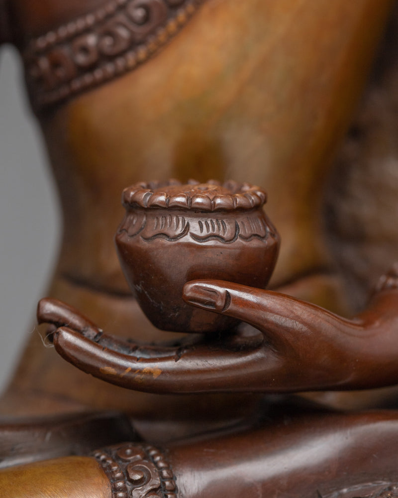 Serene Buddha Shakyamuni Statue for Meditation | Buddhist Oxidized Copper Statue