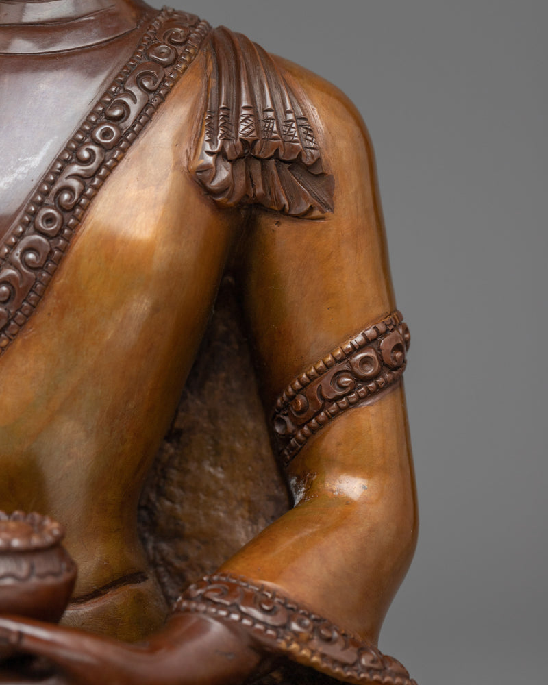 Serene Buddha Shakyamuni Statue for Meditation | Buddhist Oxidized Copper Statue