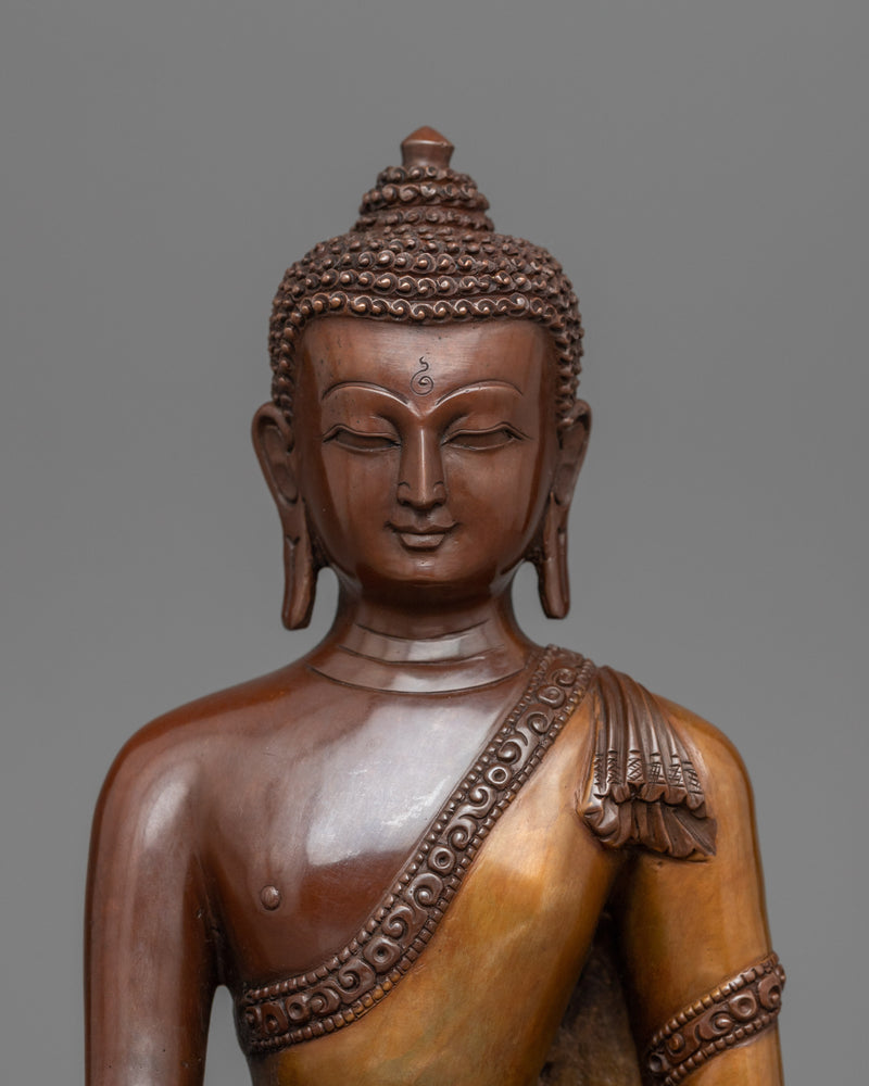 Serene Buddha Shakyamuni Statue for Meditation | Buddhist Oxidized Copper Statue