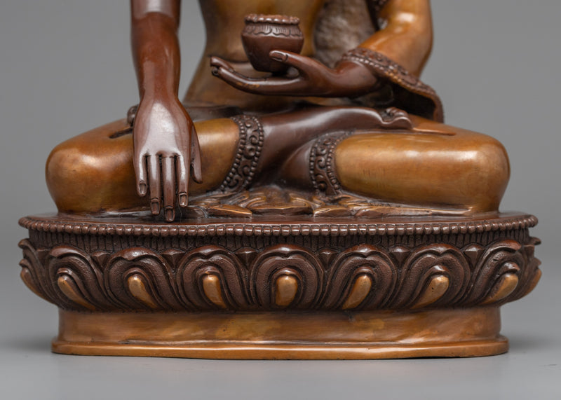 Serene Buddha Shakyamuni Statue for Meditation | Buddhist Oxidized Copper Statue