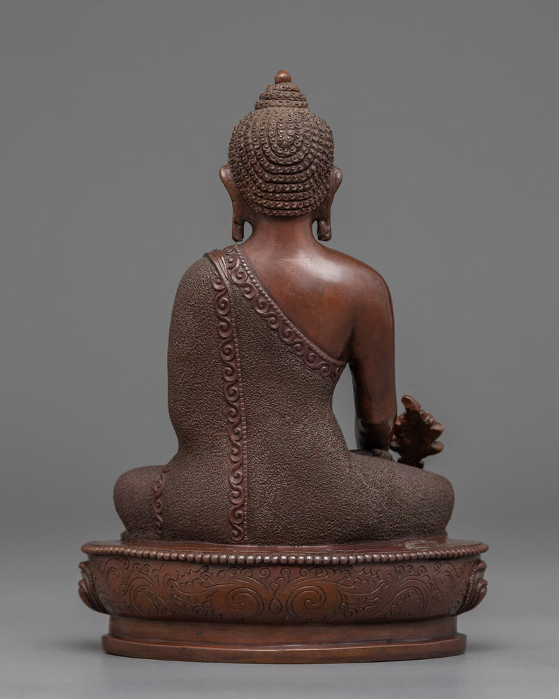 Bhaisajyaguru Medicine Buddha Statue | Buddhist Oxidized Copper Sculpture for Healing