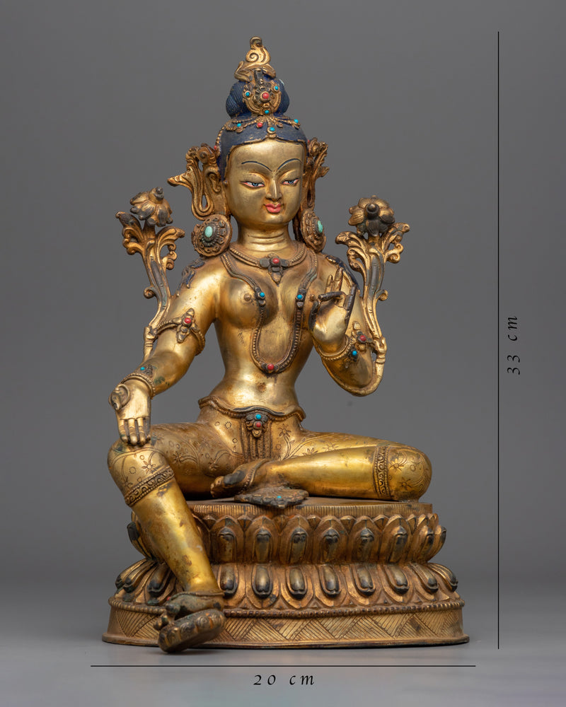 Beautiful Green Tara Statue for Meditation | Traditional Handcrafted Buddhist Art